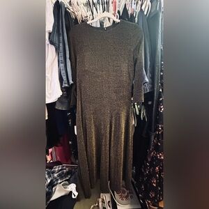 Halston Heritage Gold Long Sleeve Dress